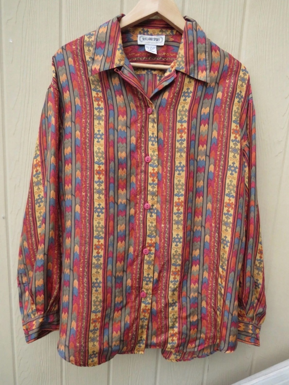 SilkLand Red, Yellow & Blue Striped Button-Up Shirt Jacket